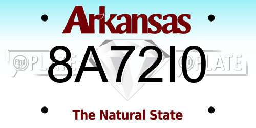 8A72I0 Arkansas License Plate
