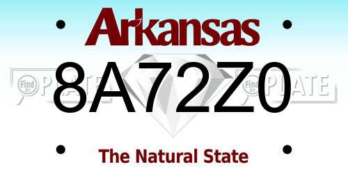 8A72Z0 Arkansas License Plate