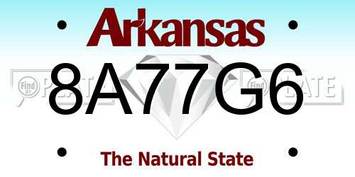 8A77G6 Arkansas License Plate