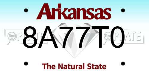 8A77T0 Arkansas License Plate