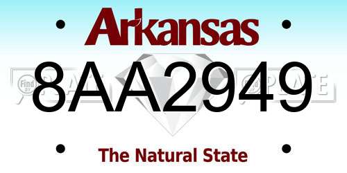 8AA2949 Arkansas License Plate
