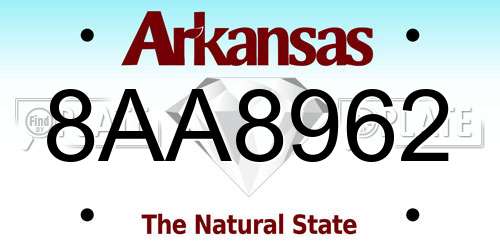 8AA8962 Arkansas License Plate
