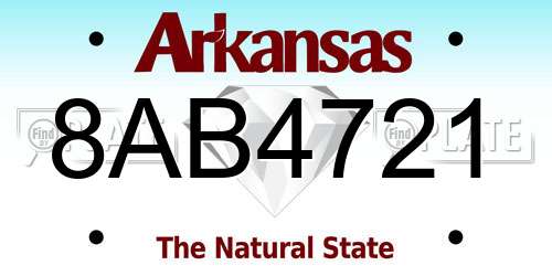8AB4721 Arkansas License Plate