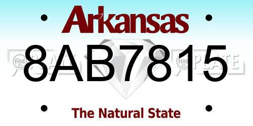 8AB7815 Arkansas License Plate
