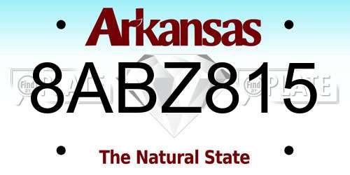 8ABZ815 Arkansas License Plate
