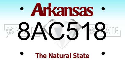 8AC518 Arkansas License Plate