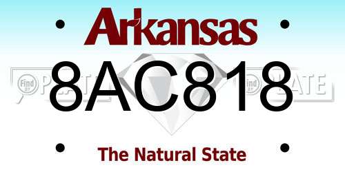8AC818 Arkansas License Plate