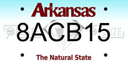 8ACB15 Arkansas License Plate