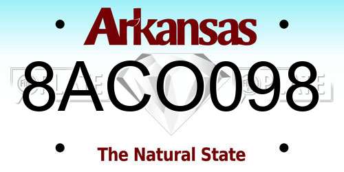 8ACO098 Arkansas License Plate