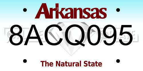8ACQ095 Arkansas License Plate