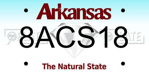 8ACS18 Arkansas License Plate