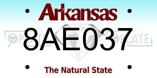 8AE037 Arkansas License Plate