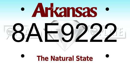 8AE9222 Arkansas License Plate