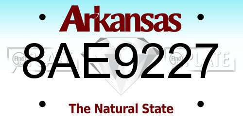 8AE9227 Arkansas License Plate