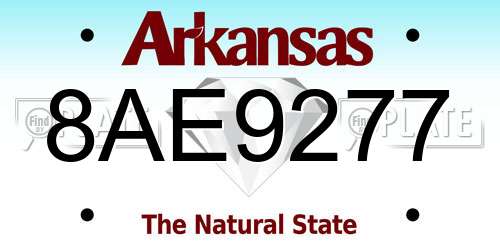 8AE9277 Arkansas License Plate