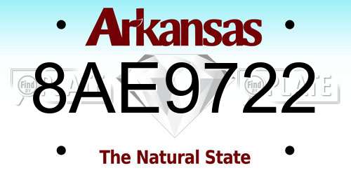8AE9722 Arkansas License Plate