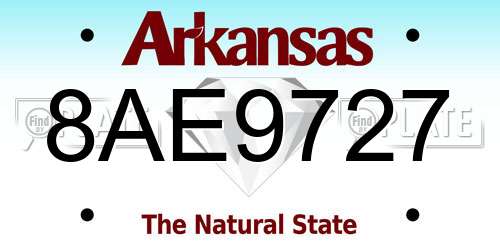 8AE9727 Arkansas License Plate
