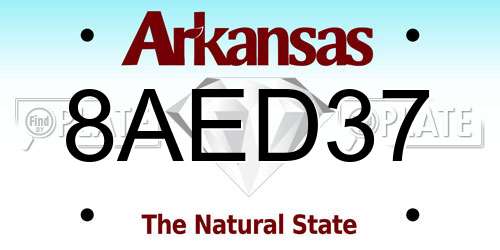 8AED37 Arkansas License Plate