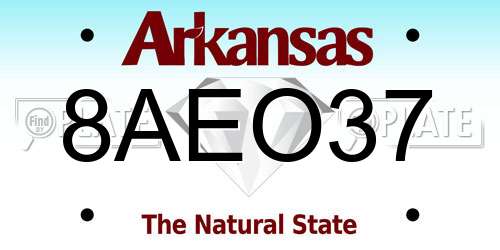 8AEO37 Arkansas License Plate