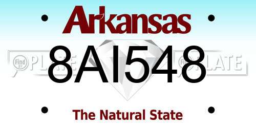 8AI548 Arkansas License Plate