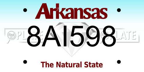 8AI598 Arkansas License Plate