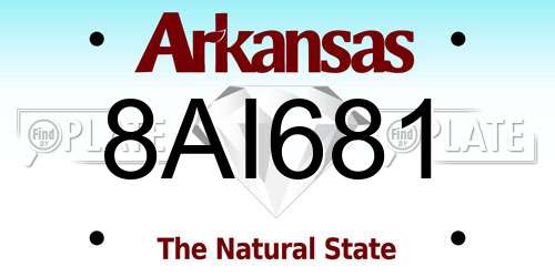 8AI681 Arkansas License Plate