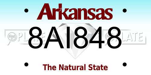 8AI848 Arkansas License Plate