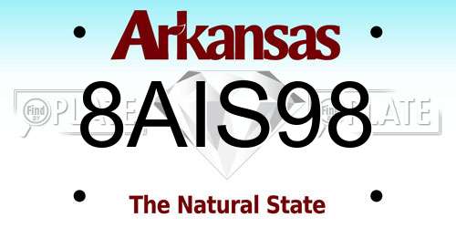 8AIS98 Arkansas License Plate