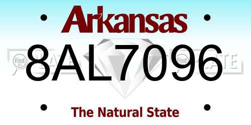 8AL7096 Arkansas License Plate