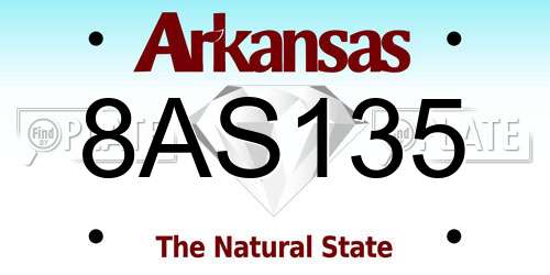 8AS135 Arkansas License Plate