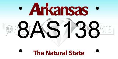 8AS138 Arkansas License Plate