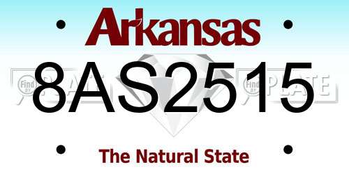 8AS2515 Arkansas License Plate