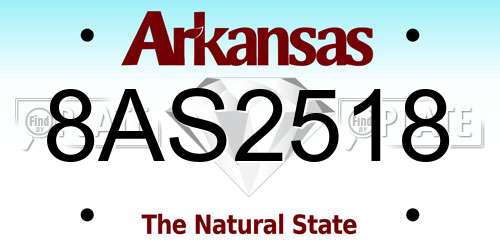 8AS2518 Arkansas License Plate