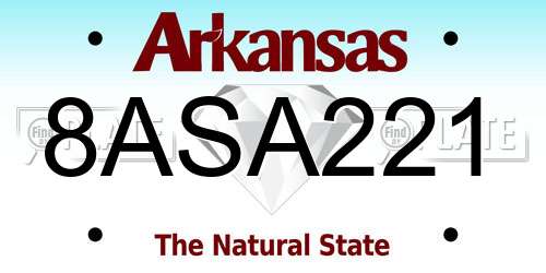 8ASA221 Arkansas License Plate