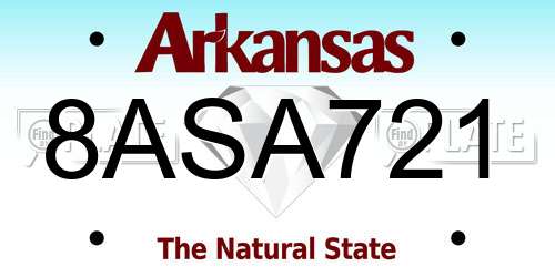 8ASA721 Arkansas License Plate