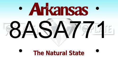 8ASA771 Arkansas License Plate