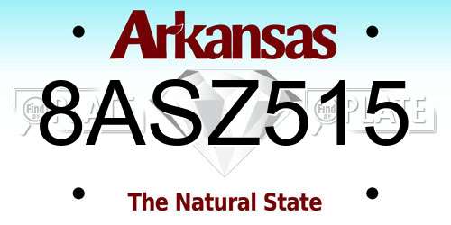 8ASZ515 Arkansas License Plate