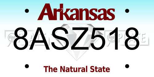 8ASZ518 Arkansas License Plate