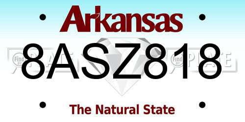 8ASZ818 Arkansas License Plate