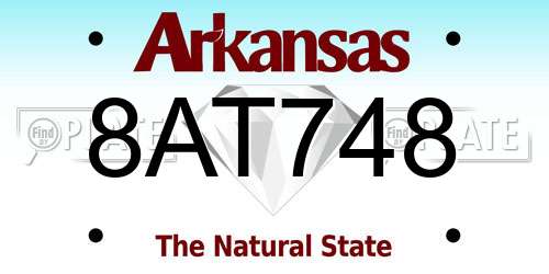 8AT748 Arkansas License Plate