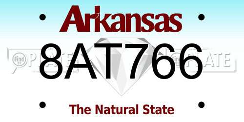 8AT766 Arkansas License Plate