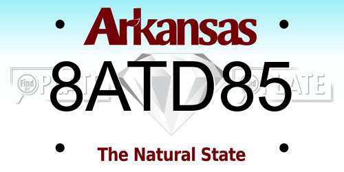 8ATD85 Arkansas License Plate