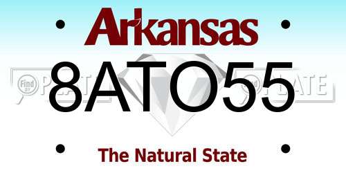 8ATO55 Arkansas License Plate