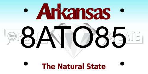 8ATO85 Arkansas License Plate
