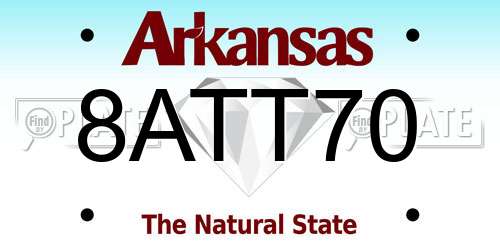 8ATT70 Arkansas License Plate