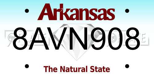 8AVN908 Arkansas License Plate