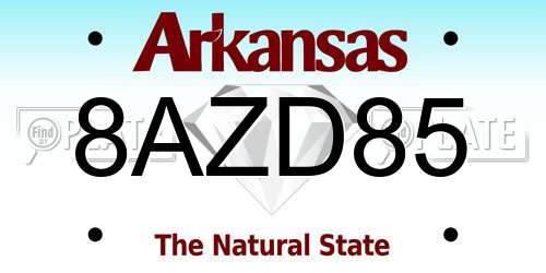 8AZD85 Arkansas License Plate