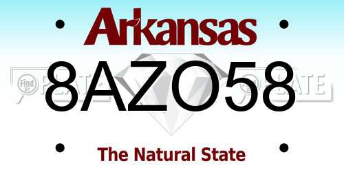 8AZO58 Arkansas License Plate