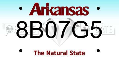 8B07G5 Arkansas License Plate