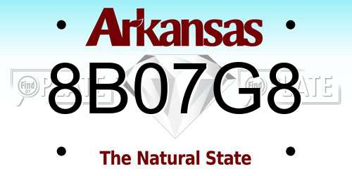 8B07G8 Arkansas License Plate